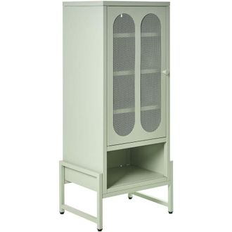 Beliani Credenza industriale moderna in acciaio con 1 anta ovale traforata e ripiano colore verde menta Soletta