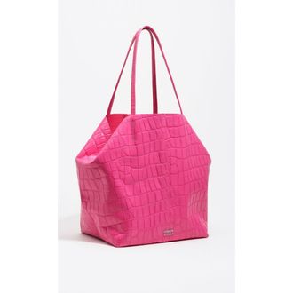 Bimba & Lola Mock Croc Large Leather Shopper Bag in Fuchsia at Nordstrom