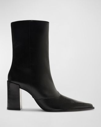 Schutz Raffaela Leather Western Ankle Booties