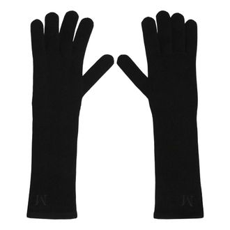 Max Mara Gloves, female, Black, Size: ONE SIZE Long Cashmere Gloves