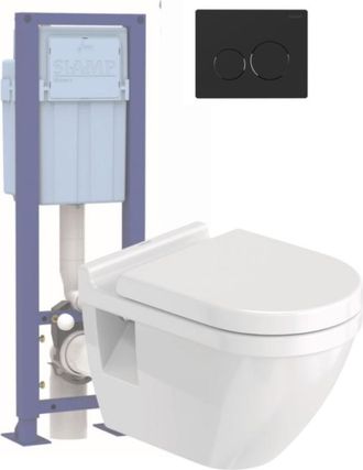 Duravit Pack Inodoro Suspendido Duravit Starck + Asiento + Soporte Siamp + Placa Negra