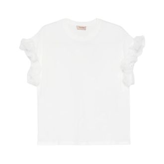 Twinset Cotton Jersey T-Shirt - female - Twinset - T-Shirts - White - XS - Tops