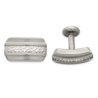 Diamond2Deal Titanium & Sterling Silver Brushed & Polished Cufflinks