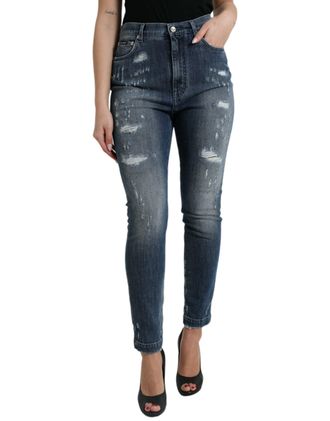 Dolce & Gabbana Hooggelegen Skinny Gescheurde Jeans