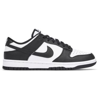 Nike Dunk Low Leather Womens Lace Up Trainers - White Black White - Size:UK 9.5