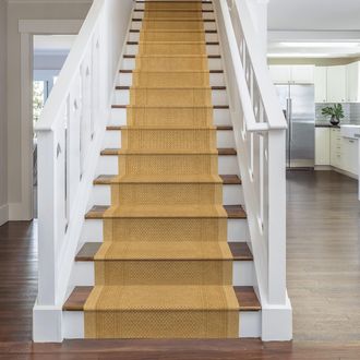 Runrug Beige Aztec Stair Carpet Runner | Size: 80 cm x 540 cm