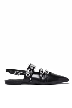 Ash Leather Ballerinas - Black