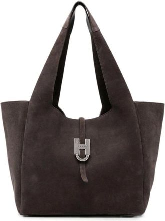 Hogan Tassen, Dames, Bruin, ONE Size, Leer, Suede Shopper Bag