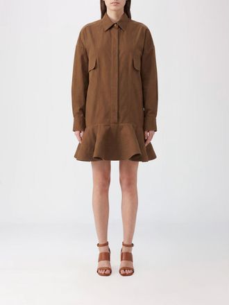 Stella McCartney Mini abito chemisier in cotone con maniche lunghe e ruches