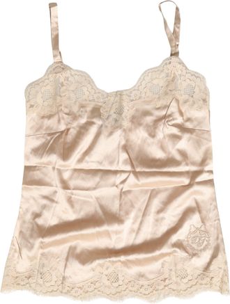 Dolce & Gabbana Beige Lace Silk Satin Tank Lingerie Womens Sleepwear