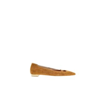Carolina Herrera Schoenen, Dames, Bruin, 37 EU, Suède, Flat Schoenen Insignia Grid