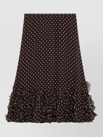 Valentino silk skirt plusdepois motif midi ruffled