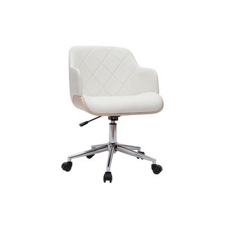Miliboo Sill&oacute;n De Oficina Moderno Blanco Y Madera Clara Sandro