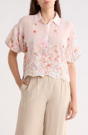 Forgotten Grace Puff Sleeve Print Top in Pink at Nordstrom Rack, Size X-Large