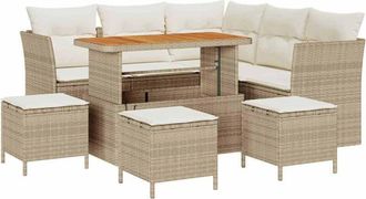 vidaXL Vidaxl - Conjunto De Sof&aacute; De Jard&iacute;n 9 Pcs Beige Y Crema 110 X 55 X 71 Cm
