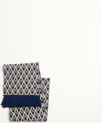 Valentino Garavani Sciarpa Knitted Toute La V In Lana Uomo NAVY/CREMA UNI