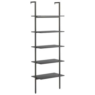 Berkfield Home 5-Tier Leaning Shelf Black 64x35x185 cm | Size: 64 x 35 x 185 cm