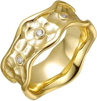 Genevive 14K Plated Cz Wavy Ring