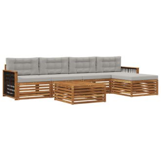 vidaXL Conjunto De Sof&aacute;s De Exterior 6 Pcs Natural Y Gris Claro Vidaxl