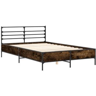 vidaXL Bed Frame without Mattress Smoked Oak 140x190 cm Vidaxl