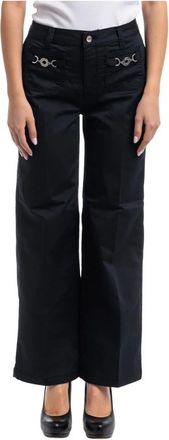 Liu Jo Flare Cropped Broek - Dames - Wijde Broeken - Blauw - W27 - Katoen - Broeken