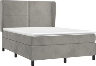 vidaXL Cama Box Spring Con Colch&oacute;n Terciopelo Gris Claro 140x190 Cm Vidaxl
