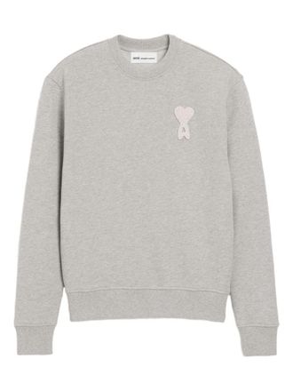 Ami Grey Crew Neck Logo-Patch Sweatshirt