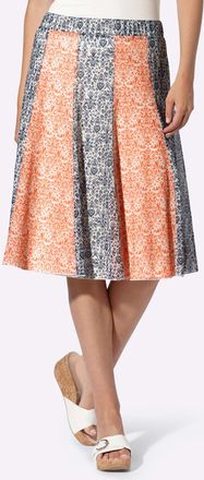 Heine Schlupfrock HEINE, Damen, Gr. 34, orange, taubenblau, bedruckt, 96% Polyester, 4% Elasthan, bedruckt, gebl&uuml;mt, gemustert, mehrfarbig, knielang, R&ouml;cke 