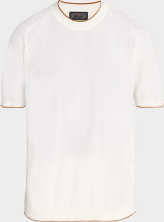 Kiton Men & apos;s Cotton Pique Short-Sleeve Crewneck Sweater