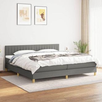 vidaXL Vidaxl - Cama Box Spring Con Colch&oacute;n Tela Gris Oscuro 200x200 Cm