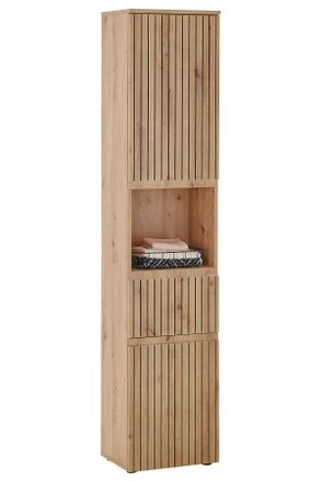 MID.YOU Mid.you Hochschrank, Eiche Artisan, Holzwerkstoff, 2 Fächer, 1 Schubladen, 40x181x31 cm, stehend, Badezimmer, Badmöbel, Hochschränke