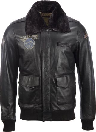 Aviatrix Mens Super-Soft Real Leather Aviator Pilot Bomber Airforce Jacket, Black/Black Fur, 4XL / Chest=46 inch