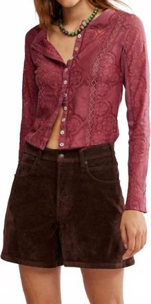 Free People Jae Lace Knit Long Sleeve Top In Crushed Berry