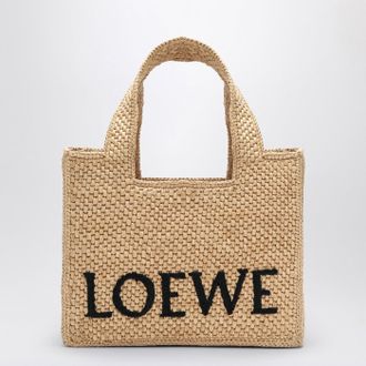 Loewe Font Tote small raffia bag