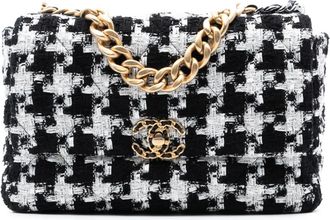 Chanel 2020 Large Houndstooth Tweed 19 Flap satchel - Nero