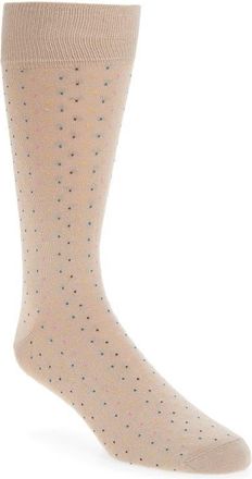 Nordstrom Dot Cotton Blend Dress Socks in Beige at Nordstrom