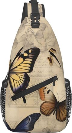 Generic Retro Butterfly Elements Sling Bag Trendy Cross Body Bag Anti Theft Crossbody Bags For Workout Men Traveling