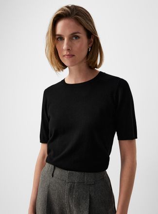 Contemporaine Womens Short-sleeve fine-knit sweater