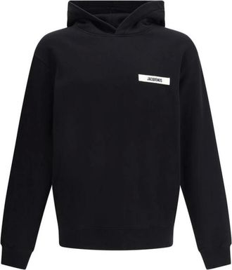 Jacquemus Hoodies & sweatvesten, Heren, Zwart, M, Katoen, Logo Patch Katoenen Hoodie met Fleece Voering