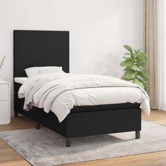 vidaXL Vidaxl - Cama Box Spring Con Colch&oacute;n Tela Negro 100x200 Cm