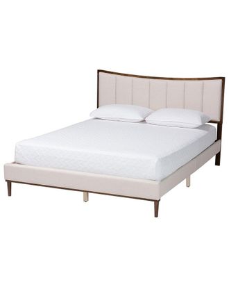 Baxton Studio Nikolai Mid-Century Channel Tufted Queen Bed