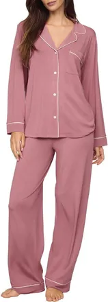 Eberjey Gisele Long Pajamas in Berry Blush/Ivory at Nordstrom, Size Xx-Small