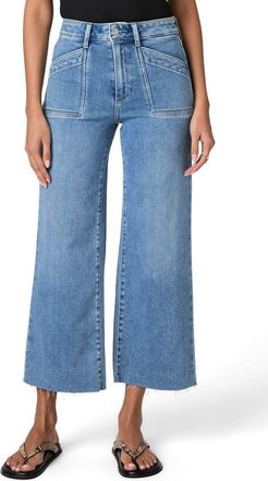 Paige Anessa Raw Hem High Waist Ankle Wide Leg Jeans in Veritas at Nordstrom, Size 30