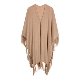 Luisa Cerano Jassen, Dames, Beige, ONE Size, Wol, Cape