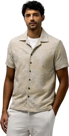 State of Art Overhemd State of Art beige geborduurde bloemen wijde fit