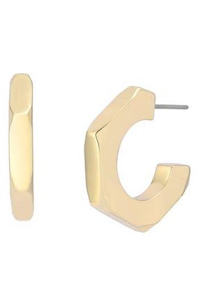 AllSaints Hex Hoop Earrings in Gold at Nordstrom Rack