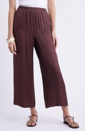 Nordstrom Print Pull-On Satin Crop Wide Leg Pants in Brown Malicacia at Nordstrom Rack, Size X-Large