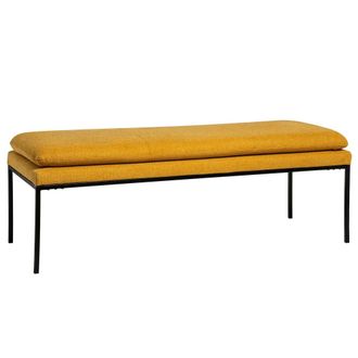 Koketto Home Banqueta tapizada mostaza con patas de metal negro