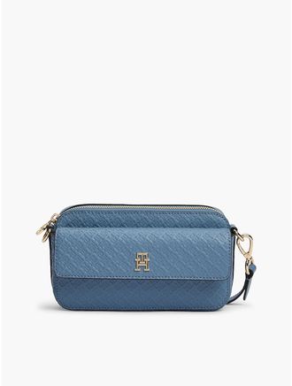 Tommy Hilfiger Womens Allover Monogram Crossbody Bag - Misty Sky