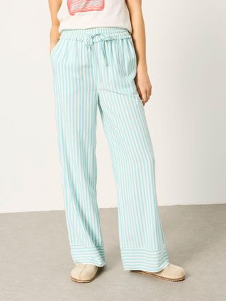 Fat Face FatFace Lola Teal Blue Stripe Wide Leg Pyjama Bottoms